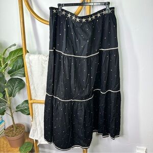 Roller Rabbit Black Seashell Maxi Skirt Tiered sz XL
